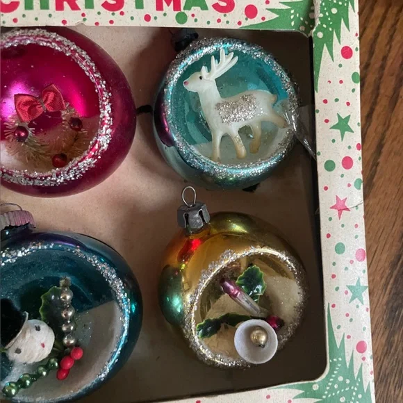 Vintage Kitschy Christmas Boxed Diorama Indent Ornament Collection❤️🎄 - Picture 3 of 16